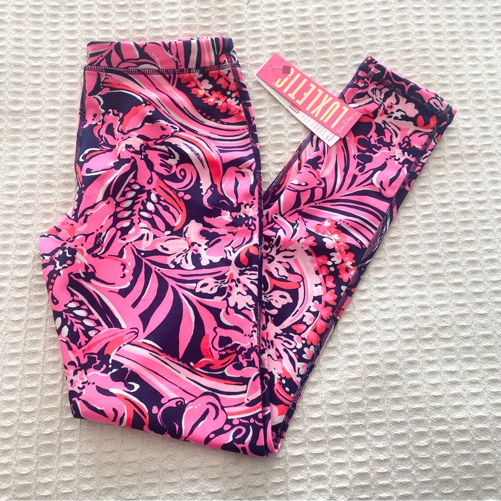 Lilly Pulitzer mini weekender legging low tide baby flirty fins and feathers XL